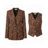 Nuvv Collection Black / Gold Leopard Print Women's Jacket & Vest Set – Bold Modern Style In Multi