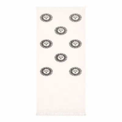 Nuvv Collection Black / White Sun Face Print Turkish Cotton Peshtemal In Multi