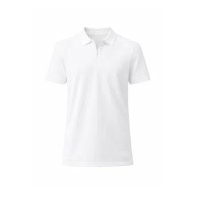 Nuvv Collection Men's White Men's Zip-neck Polo – Lightweight Knit Shirt