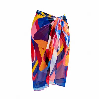 Nuvv Collection Women's Abstract Print Sheer Pareo Sarong
