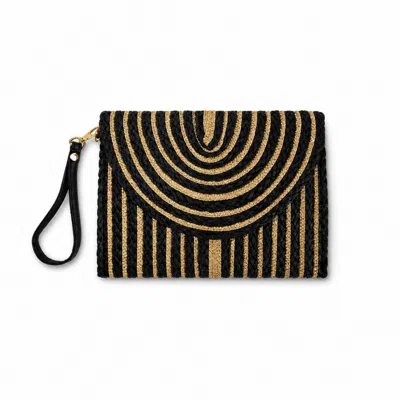 Nuvv Collection Women's Black & Gold Handwoven Clutch Bag