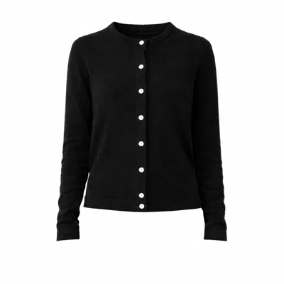 Nuvv Collection Women's Black Fine Knit Cardigan With Buttons Wool And Cashmere Blend Italian Yarn
