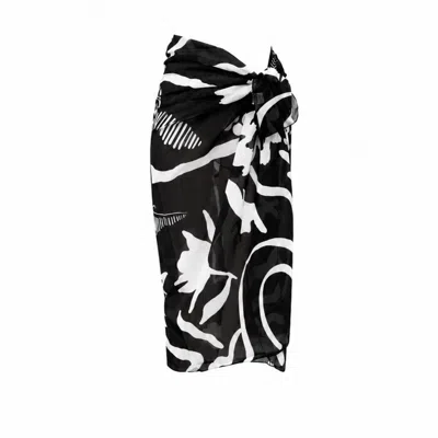 Nuvv Collection Women's Black Monochrome Coastal Pareo Wrap Sarong