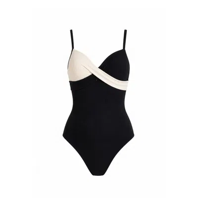 Nuvv Collection Women's Black Monochrome Twist One-piece Swimsuit In Multi