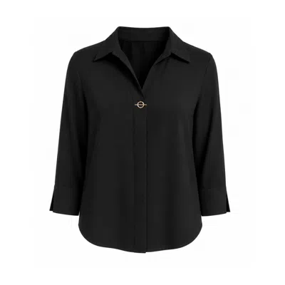 Nuvv Collection Women's Black White Gold Clasp Blouse