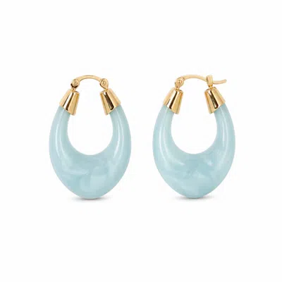 Nuvv Collection Women's Blue Blush Resin Hoop Earrings Gold Detail