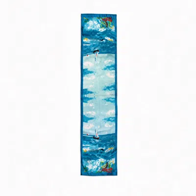 Nuvv Collection Women's Blue Ocean Art Silk Scarf