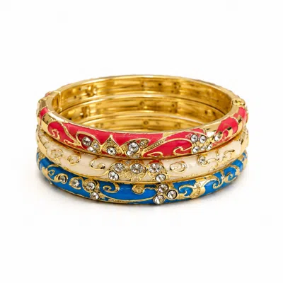Nuvv Collection Women's Enamel Crystal Detail Bangle In Yellow