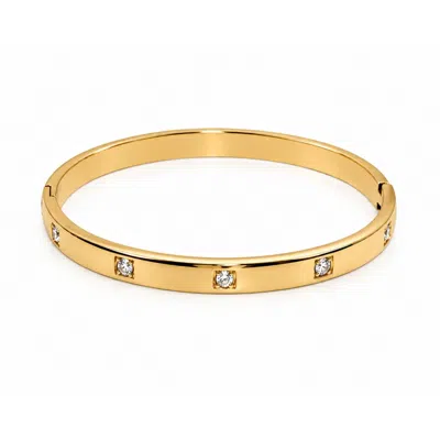 Nuvv Collection Women's Gold Crystal Hinged Bangle Bracelet