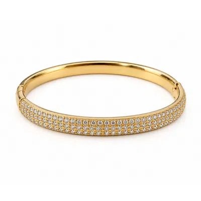Nuvv Collection Women's Gold Pavé Crystal Hinged Bangle Bracelet