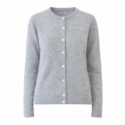 Nuvv Collection Women's Grey Fine Knit Cardigan With Buttons  Wool & Cashmere Blend Italian Yarn In Gray
