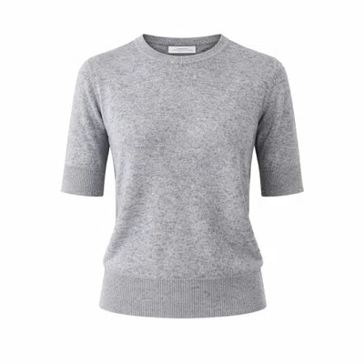 Nuvv Collection Women's Grey Short Sleeve Wool & Cashmere Blend Sweater – Premium Italian Yarn In Gray