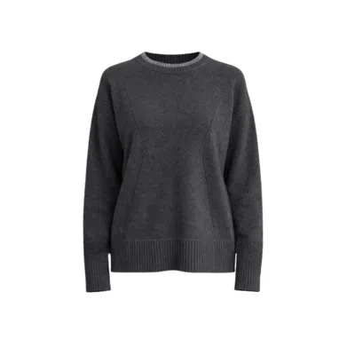 Nuvv Collection Women's Grey Wool And Cashmere  Blend Round Necked Knit Sweater – Soft Neutral Tone In Gray