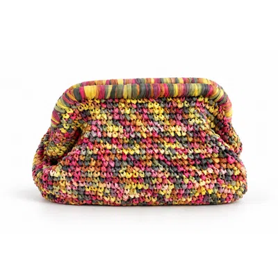 Nuvv Collection Women's Handmade Multicolour Paper Yarn Clutch Bag In Green/pink/yellow