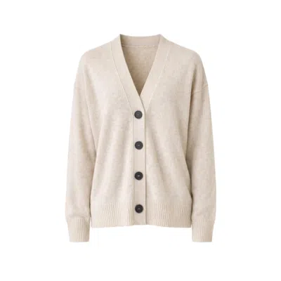 Nuvv Collection Women's Neutrals Button-front Long-sleeve Fine Wool Cardigan – Italian Yarn