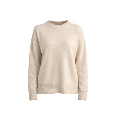 Nuvv Collection Women's Neutrals Cashmere And Wool Blend Round Necked Knit Sweater – Soft Neutral Tone
