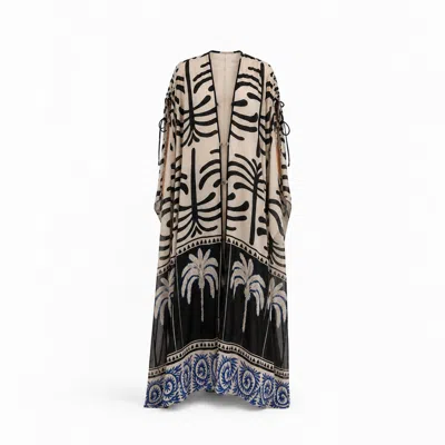 Nuvv Collection Women's Palm Noir Sheer Resort Kaftan In Multi