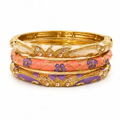 Nuvv Collection Women's Pastel Enamel Bangles In Yellow