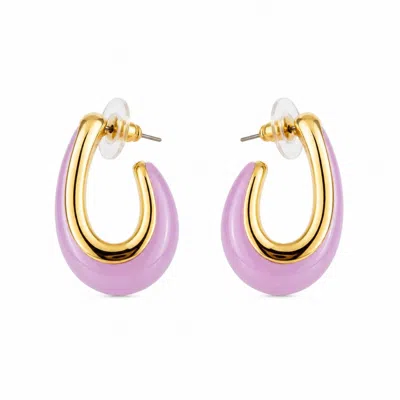 Nuvv Collection Women's Pink Enamel & Gold Plated Sculptural Hoop Earrings