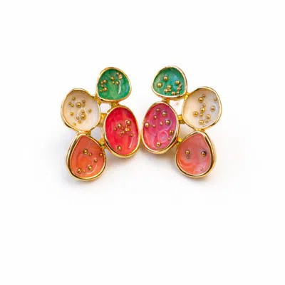 Nuvv Collection Women's Pink / Green Clover Statement Earrings In Multi