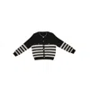 Nuvv Collection Women's Striped Button-front Elegant Cardigan - Black & White Knit In Black