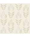 Nuwallpaper Cream Folk Tulip Peel & Stick Wallpaper In Grey