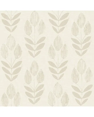 Nuwallpaper Cream Folk Tulip Peel & Stick Wallpaper In Grey