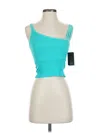 Nux Tank Top Teal One Shoulder Neckline Tops In Blue