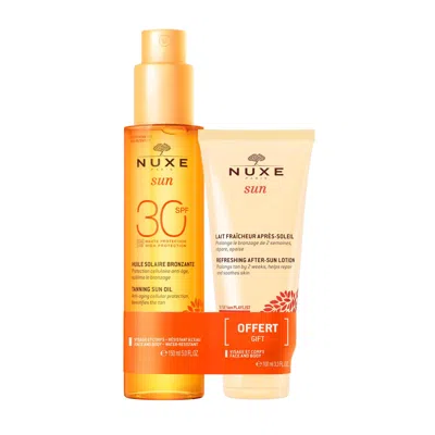 Nuxe Duo Tanning Sun Oil High Protection Spf30 Face And Body And Free Refreshing After-sun Lotion Face An