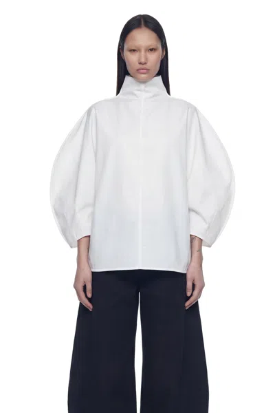 Nvl-garde Balloon Sleeve High-neck Top In White