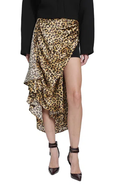 Nvl-garde Leopard Silk Wrap Skirt In Multi