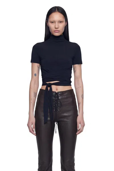 Nvl-garde Wrap Mock Neck Tee In Black