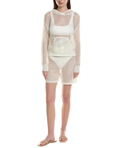Nvlt Women's Crochet Hood Top And Short Set In White
