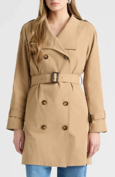 Nvlt Belted Double Breasted Trench Coat In Brown