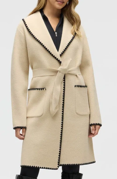 Nvlt Belted Wrap Sweater Coat In Brown