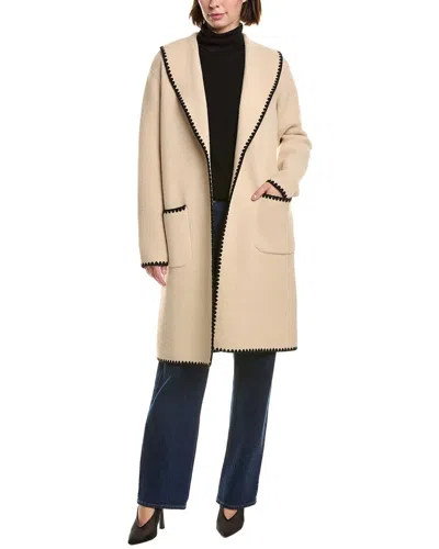 Nvlt Blanket Stitch Wrap Coat In Neutral