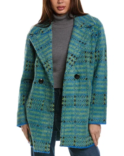 Nvlt Bold Check Coatigan In Blue