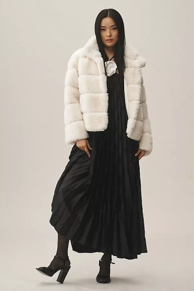 Nvlt Bold Stripe Faux-fur Eva Jacket In White