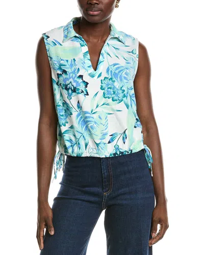 Nvlt Bottom Tie Linen-blend Top In Blue