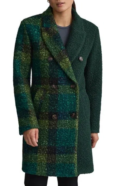 Nvlt Flat Bouclé Mixed Media Coat Jacket In Green