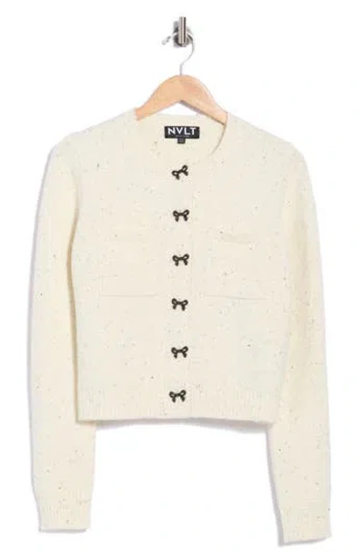 Nvlt Bow Button Cardigan In Neutral