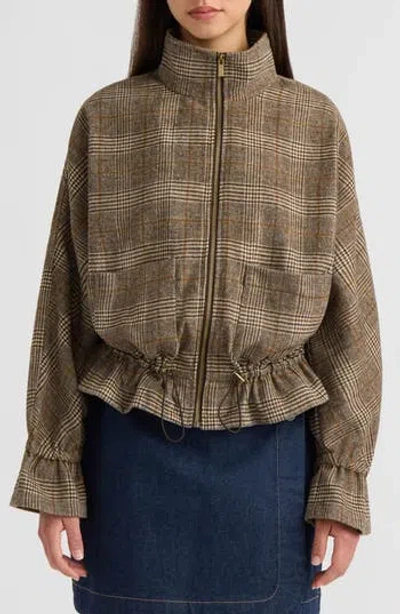 Nvlt Brushed Plaid Dolman Jacket In Green