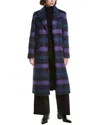 Nvlt Brushed Wool-blend Boyfriend Coat In Blue