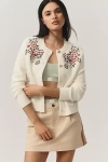 Nvlt Button-front Embroidered Knit Lady Jacket In White