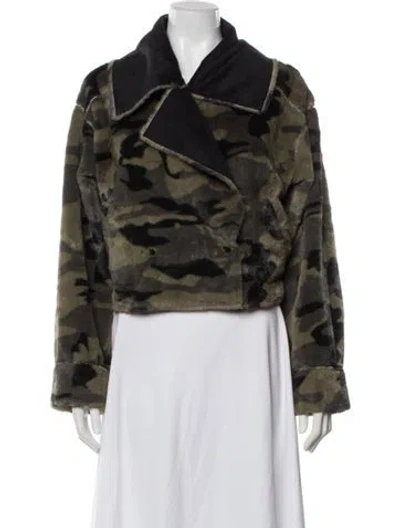 Pre-owned Nvlt Camouflage Print Faux Fur Jacket In Green