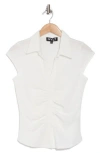 Nvlt Cap Sleeve Ruched Button Front Top In White