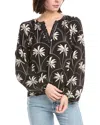 Nvlt Split Neck Challis Top In Brown