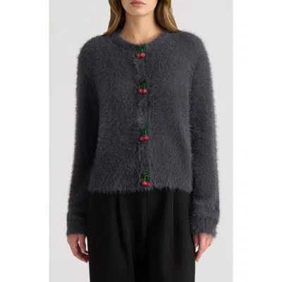 Nvlt Cherry Front Cardigan In Gray