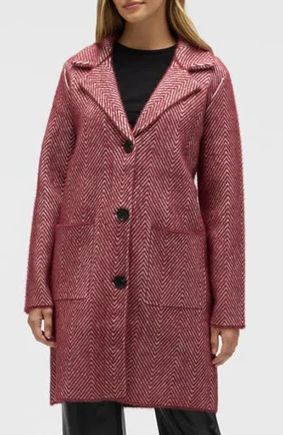 Nvlt Chevron Print Eyelash Coat In Burgundy