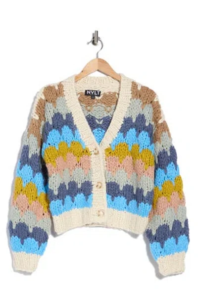 Nvlt Chunky Stitch Cardigan In Blue Multi